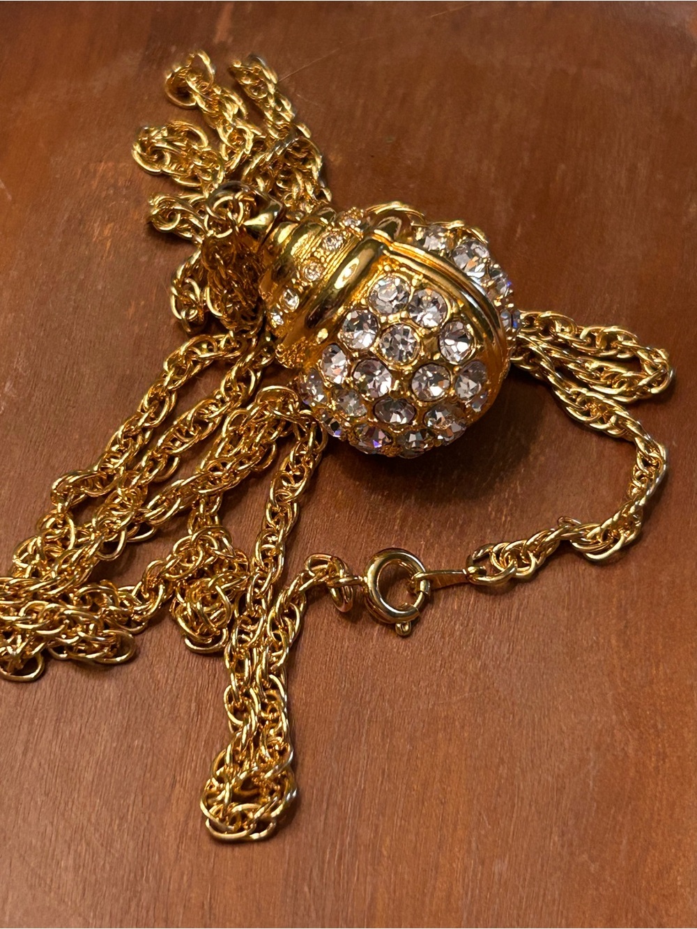 Gold Crystal Sphere Pendant Necklace - Elegant Women's Jewelry
